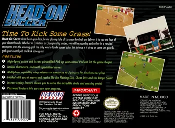 Head-On Soccer (USA) box cover back